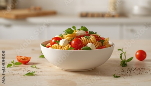 Colorful fusilli pasta with...