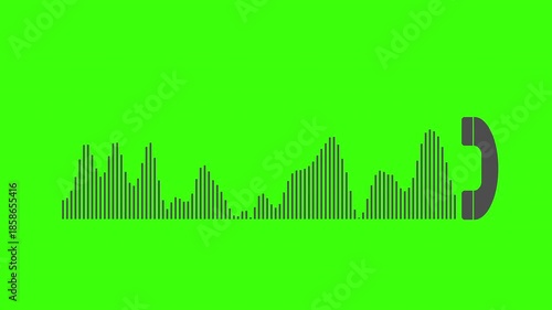 A sound wave emanates from a telephone receiver. Animation of a telephone conversation