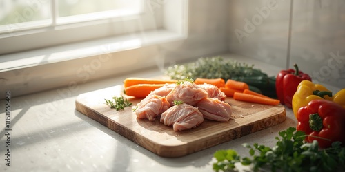 Uncooked chicken alongside ...