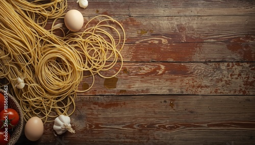Cooked spaghetti paired wit...