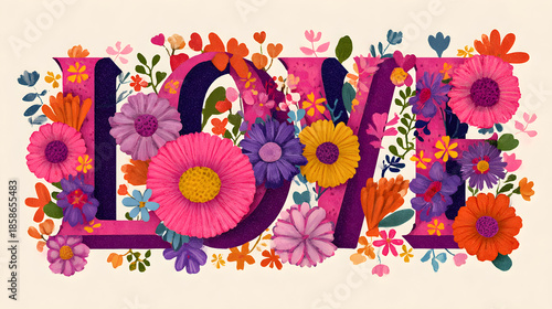 Floral LOVE typography