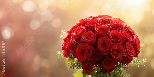 Red roses arranged in a bou...