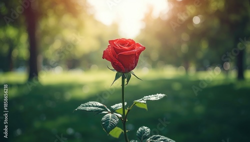 Red Rose flowers with green...