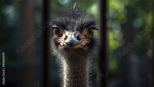 Ostrich head detail within ...