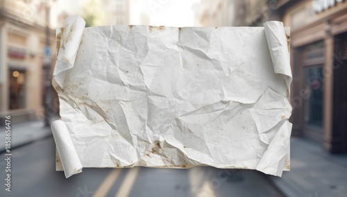 White paper with folds used...
