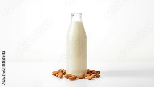 Almond milk bottle and almo...