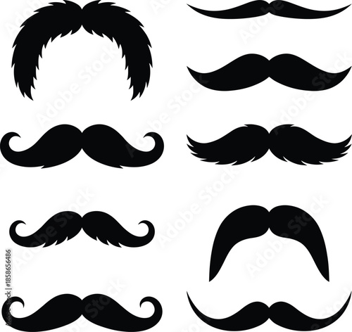 Various moustache and hair style silhouette
