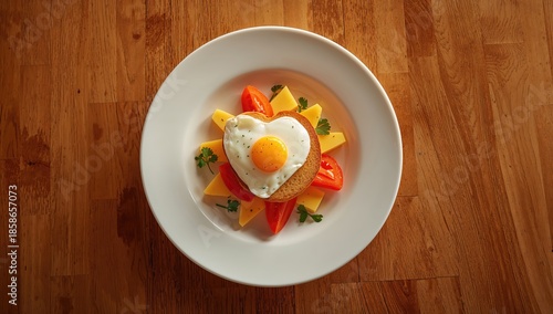 Breakfast featuring a fried...