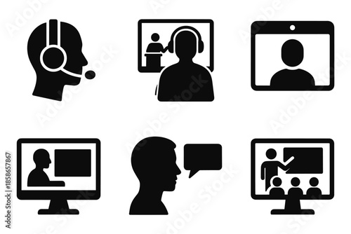 Essential communication icons for remote work and virtual meetings