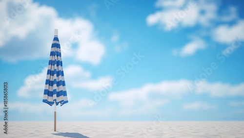 Striped parasol in blue and...