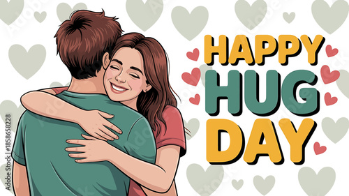 Happy hug day couple embracing each other