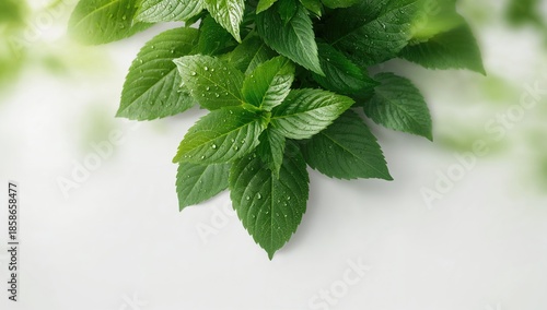 White background with green...