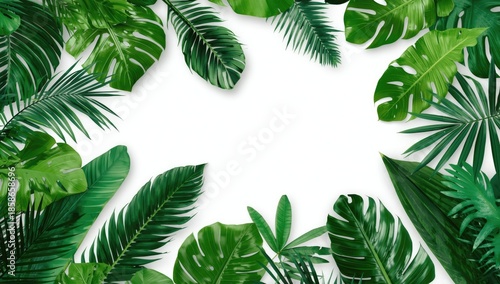 Fresh tropical foliage set ...