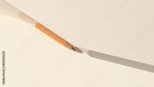 Stationery set with a wood pencil and eraser on a plain surface, writing tools for documentation or art projects, World Teachers Day