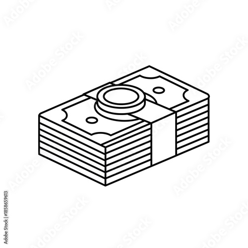 Stack of Money Bills with Coin for Financial Growth and Investment Concepts