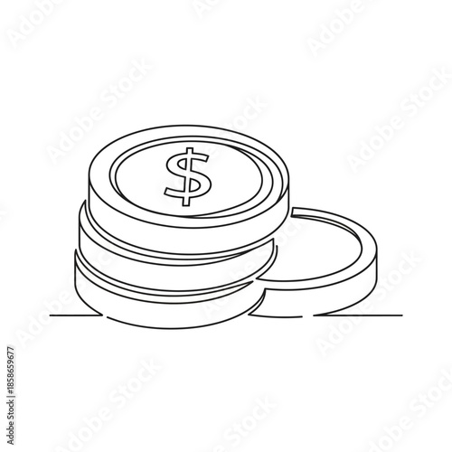 Stack of Money Coins with Dollar Sign Illustration for Financial Concepts