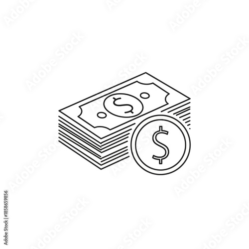 Stack of Money With Coin Illustrating Finance and Wealth Concepts
