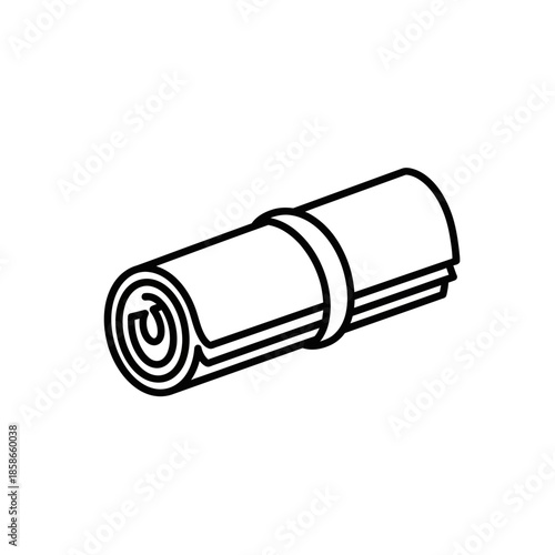 Stylized Roll of Paper or Fabric with Label, Minimalist Illustration for Packaging or Craft Designs