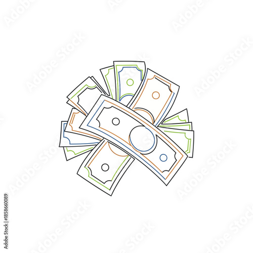 Stack of U.S. Dollar Banknotes in Various Denominations for Financial Success