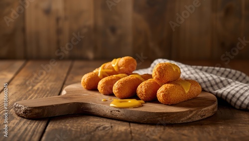 Mini corn dogs arranged on ...