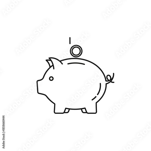 Cartoon Piggy Bank With Coin Saving Illustration For Financial Concepts