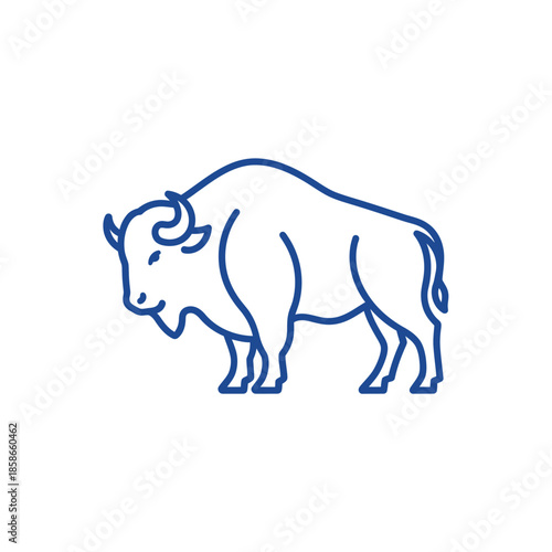 Stylized Line Drawing of a Bison for Wildlife and Nature Illustrations