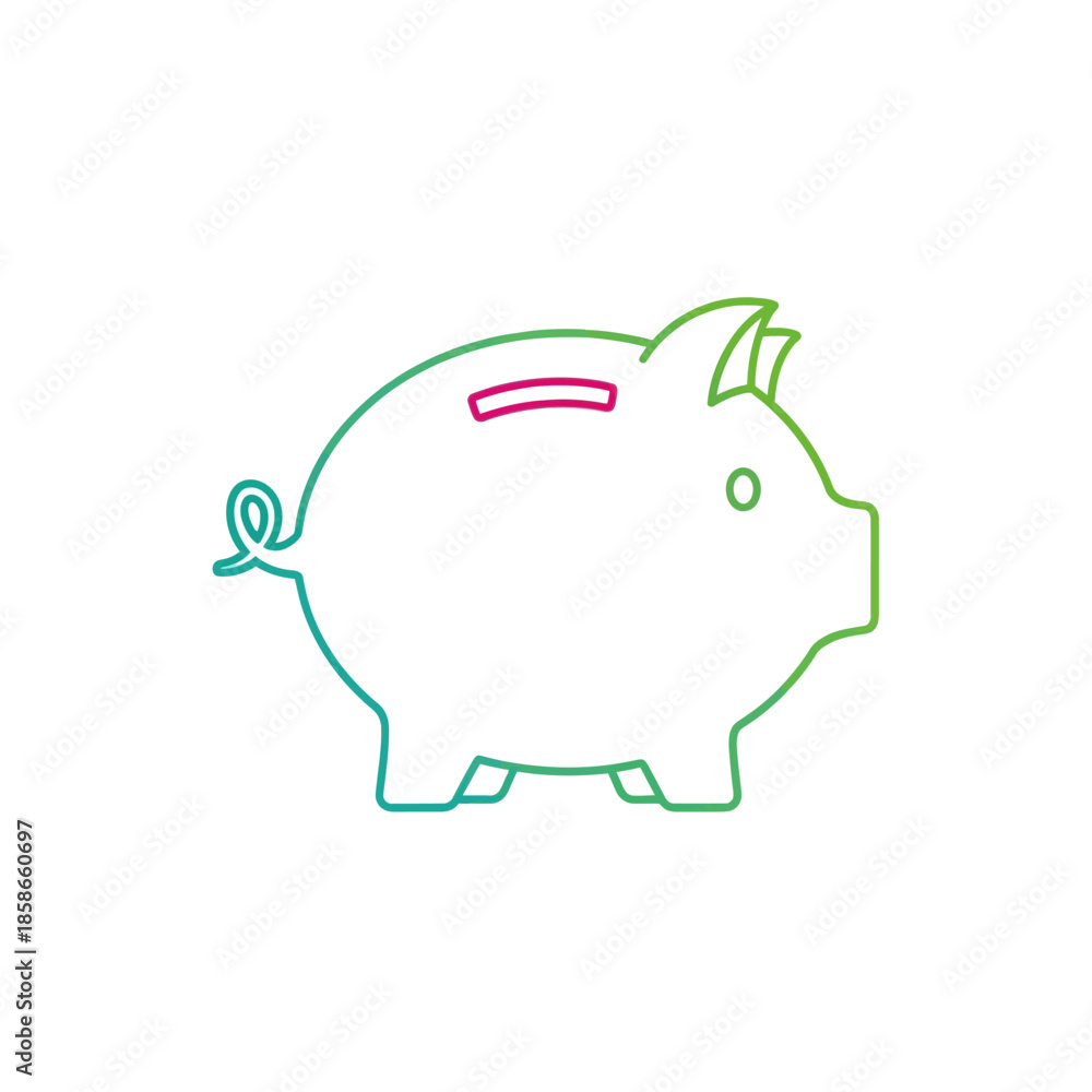 Obraz premium Colorful Line Art Illustration of a Piggy Bank Symbolizing Saving Money and Financial Growth