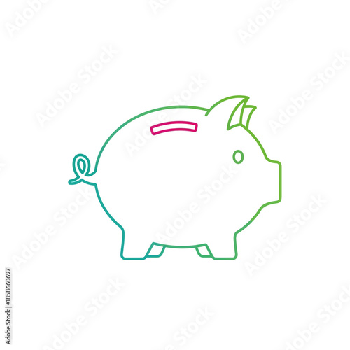 Colorful Line Art Illustration of a Piggy Bank Symbolizing Saving Money and Financial Growth