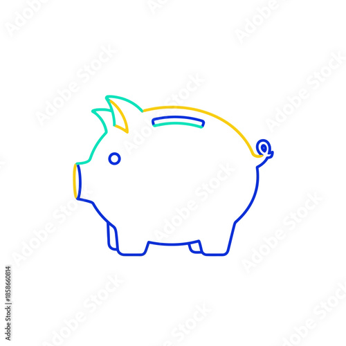 Colorful Line Art Piggy Bank Illustration for Financial Growth and Savings