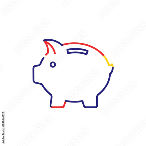 Colorful Line Art Piggy Bank Illustration for Financial and Savings Concepts