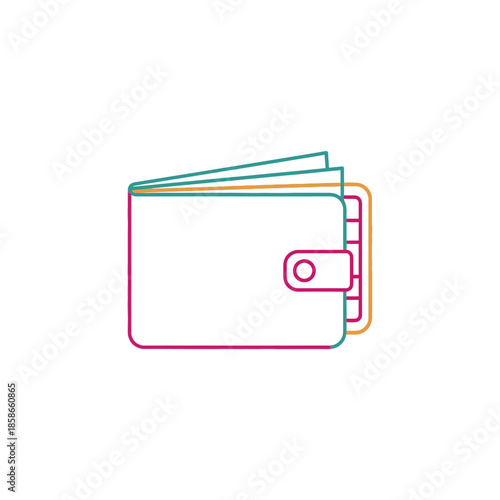 Colorful Line Art Wallet Illustration for Financial and Shopping Concepts