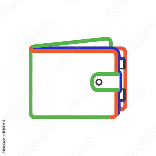 Colorful Wallet Illustration with Multiple Pouches and Secure Snap Button