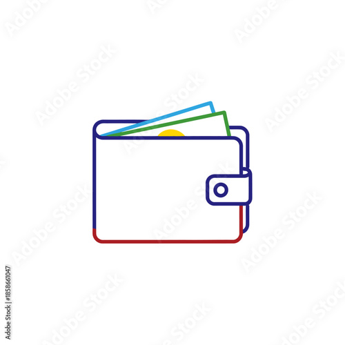 Colorful Wallet with Credit Cards and Cash for Financial and Payment Concepts