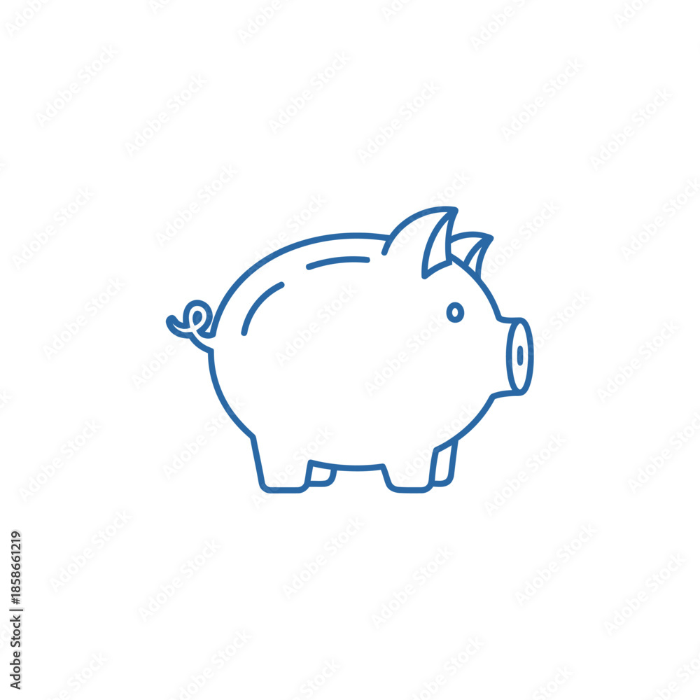 Obraz premium Cute Blue Line Art Pig Icon for Animal and Farm-themed Designs