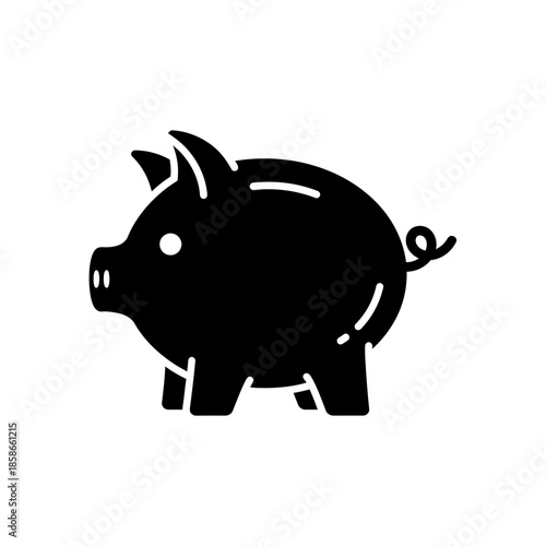 Cute Black Piggy Bank Illustration for Financial Savings and Budgeting