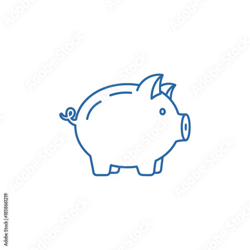Cute Blue Line Art Pig Icon for Animal and Farm-themed Designs