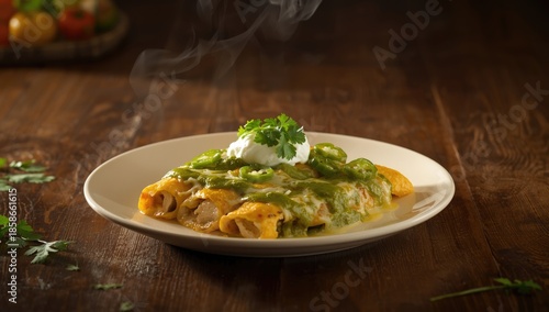 Chicken-stuffed green enchi...