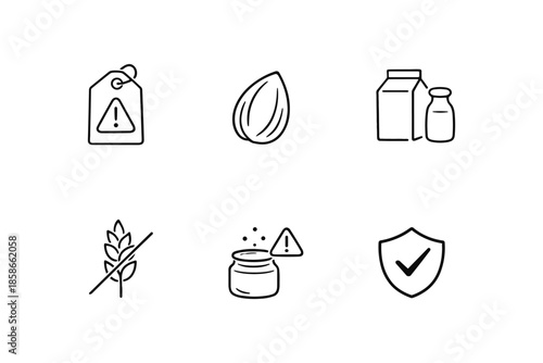 Minimal allergy-friendly symbols for food labels and packaging design
