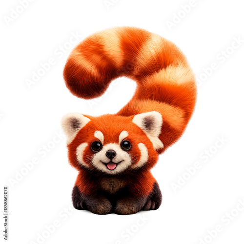 Adorable Red Panda Cartoon Character Sitting Down