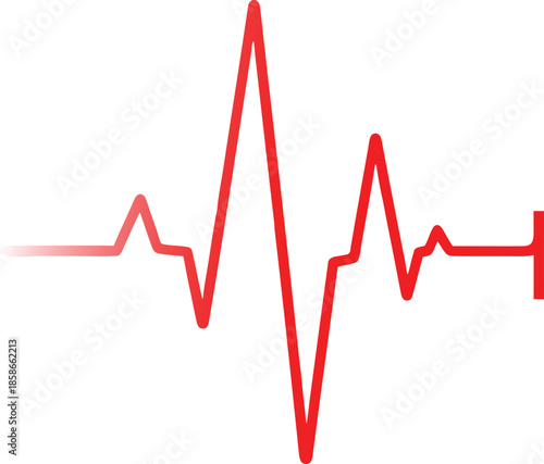 Red heartbeat line on a white background