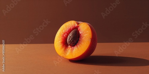 Peach sliced in half placed...