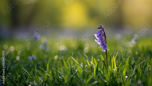 Bluebells blooming in fores...