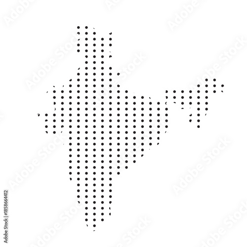 India Map With Dotted Pattern Isolated on White Background