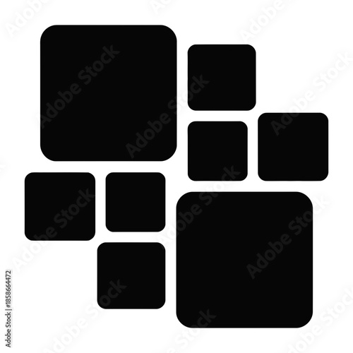 Modern photo collage template with various rounded rectangular frames for creative display