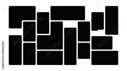 Modern photo collage template with various rounded rectangular frames for creative display