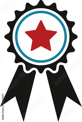 Winning award, prize, medal or badge flat icon.
