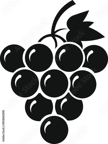Black Grape Cluster: This elegant silhouette depicts a bunch of ripe, succulent grapes, ready to be enjoyed. The simple design emphasizes the natural beauty of the fruit.