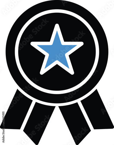 Winning award, prize, medal or badge flat icon.