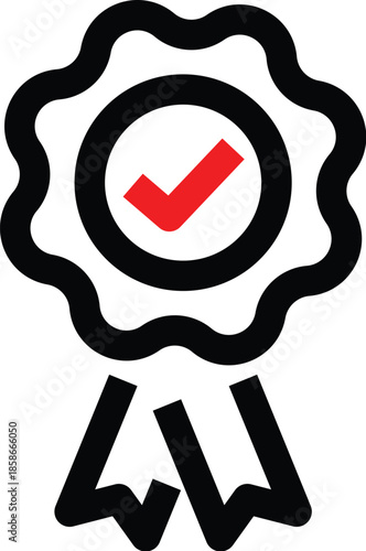 Winning award, prize, medal or badge flat icon.