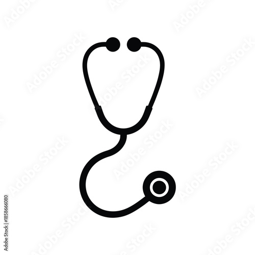 Simple black and white illustration of a medical stethoscope symbol